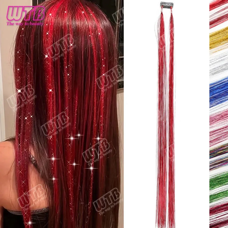 Multi-Color Glitter Synthetic Hair Extension Wig BB Clip Style Suitable for Women and Girls to Wear During Holidays and Events