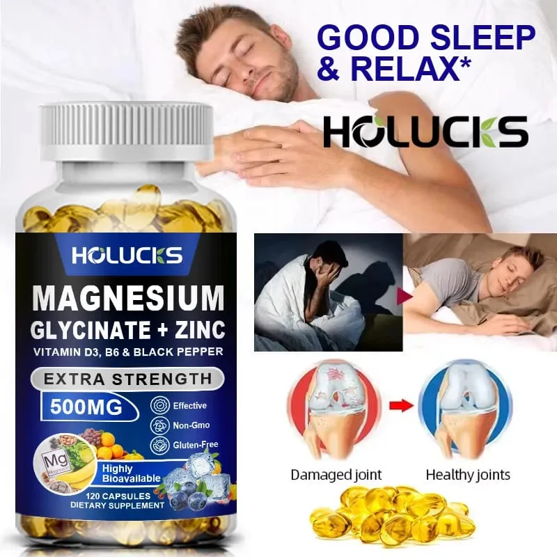 Magnesiumglycinaat en zinksupplement voor spiergewrichten Botenzymen en hartgezondheidsondersteuning Immuunontspanning Stemming