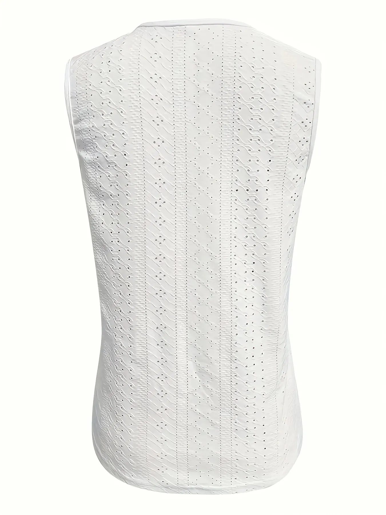 Women's Eyelet Embroidery Tank Top Symmetrical Straps with Buckle V Neck Casual Sleeveless Cami Tops