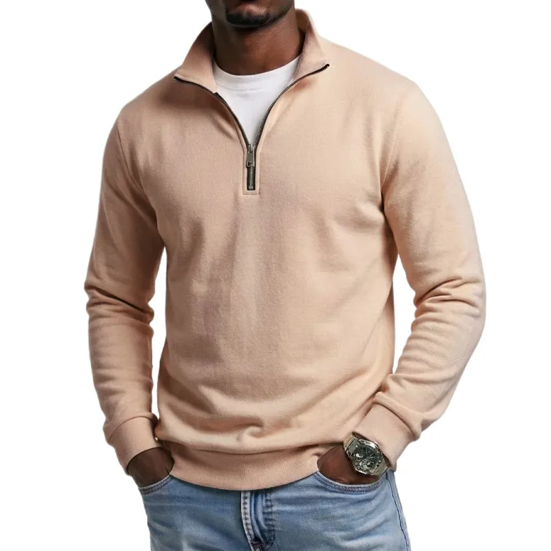 Mens Outdoor Quarter Zip Sweatshirts Casual Half Zip Pullover Hoodies Solid Color Spring Autumn Tops for Gym and Daily Tops