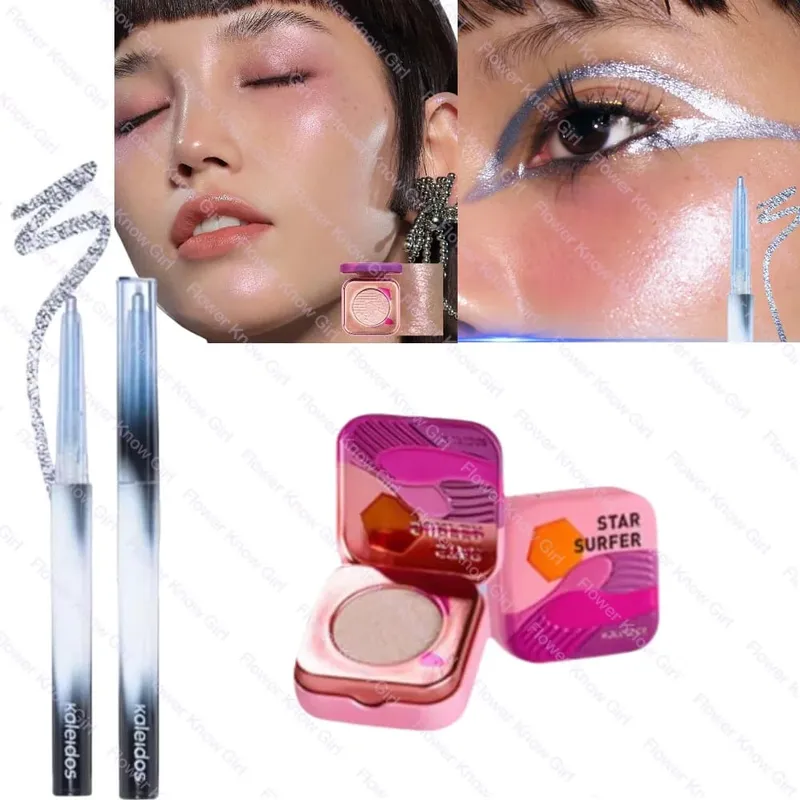 Kaleidos Chameleon Face Eye Makeup Set Gel Eyeliner Pencil Chameleon Eyeshadow Highlighter Chrome Glitter Diamond Powder