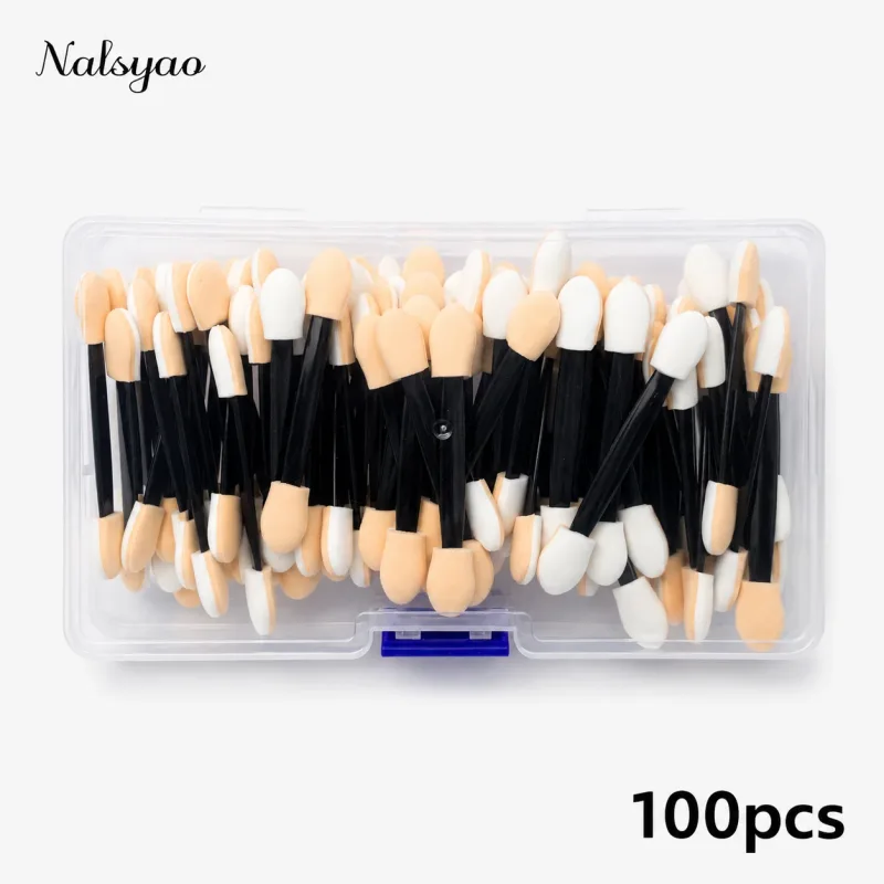 50/100/200PCS Εφαρμογές σκιάς ματιών με σφουγγαράκι διπλής όψης με δοχείο – Εργαλείο βουρτσών μακιγιάζ μιας χρήσης με μακριά λαβή — image 9