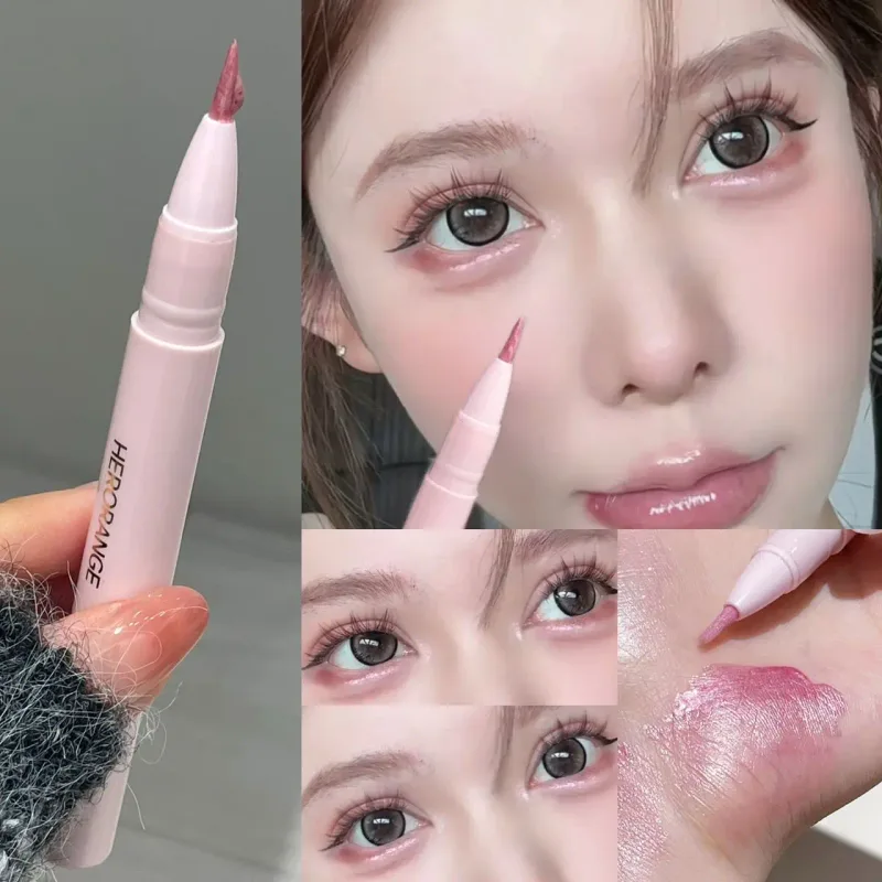Herorange Glitter Shimmer Eyeliner Pen Sparkly Highlighter for under Eye Smooth Liquid Lying Silkworm Makeup Pen