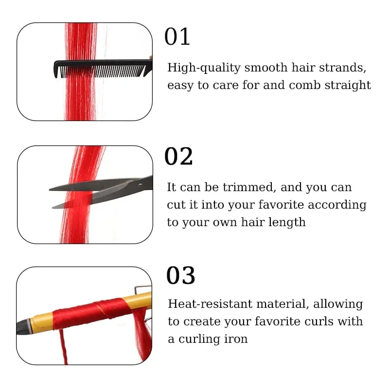 22inch 5PCS Synthetic Purple Clip in Hair Extensions Straight Colorful Hair Extensions Hairpieces for Halloween Christmas Party — image 5