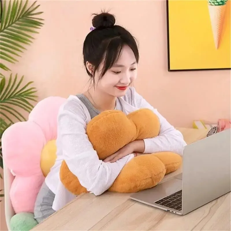 Practical 35cm Kawaii Colorful Flower Plush Pillow Cushion Soft Sunflower Plant Mat Stuffed Sofa Bed Sleeping Back Decor Gifts