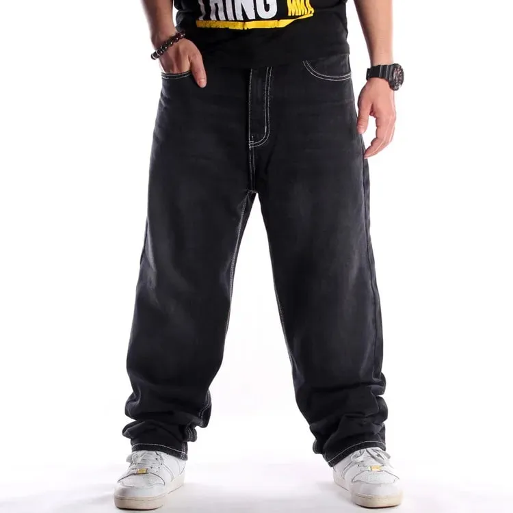 Y2K Big Size 70kg Mens Embroidery Oversized Jeans Hip Hop Loose Black Baggy Jean Trousers Man Rap Street Denim Punk Pants Hombre