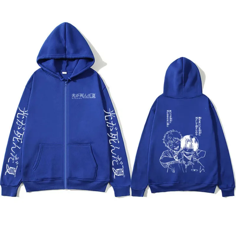 Anime The Summer Hikaru Died Zipper Hoodies Hikaru Yoshiki Manga Zip Up Hooded Sweatshirts Men Long Sleeves Hoodie Jackets Coats