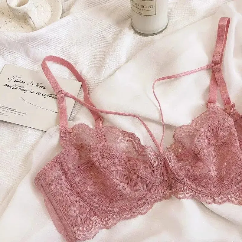 Set Pakaian Dalam Renda Nipis Baru Wanita Bra Berwayar Lembut Tolak Ke Atas Sokongan Payudara Meminimumkan Pakaian Selesa Lembut Anti Kendur 32-42