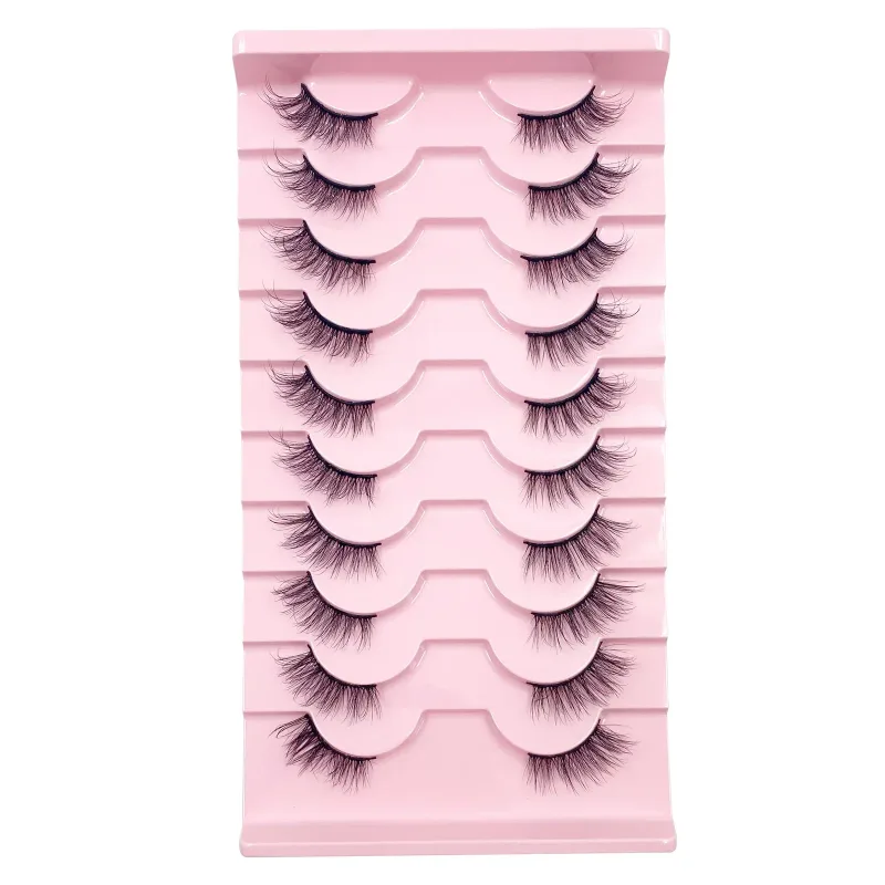 3D Cat Eye Lashes Half Eyelashes 10 Pares Half Lashes Natural Clear Stem False Eyelash Extension Makeup Faux Cils maquiag