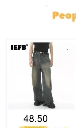 Presale Y2K Men's Carpenter Jeans Washed Distressed Wide Leg Casual Streetwear Make Old Dirty Denim Long Pants 9X3245