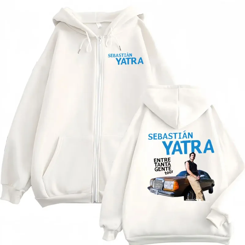 Sebastian Yatra Entre Tanta Gente Tour 2026 Hoodie Men Women Comfort Zip Up Hoodies Retro Street Zipper Sweatshirts Coats Jacket