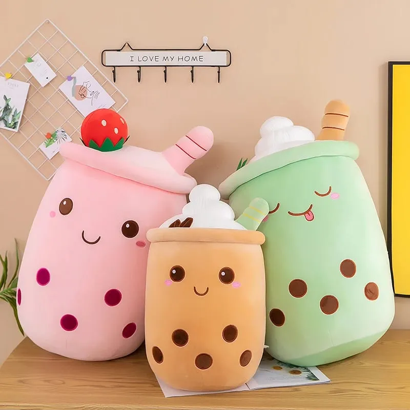 Cute Stuffed Boba Plush Bubble Tea Food Milk Cup Plushie Pillow Soft Kawaii Hugging Plush Toys Gifts for Kids