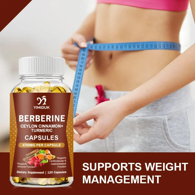 Berberine 4700 Mg Supplement with Ceylon Cinnamon Support Heart Health Immune System Healthy GI & Cholesterol Gluten-Free