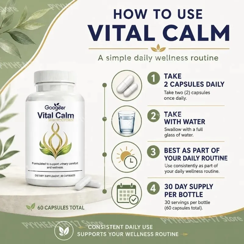 Googeer Vital Calm Capsules for Adult Urinary Wellness Support and Comfort with Magnesium and Cranberry Extract 60 Capsules — image 5