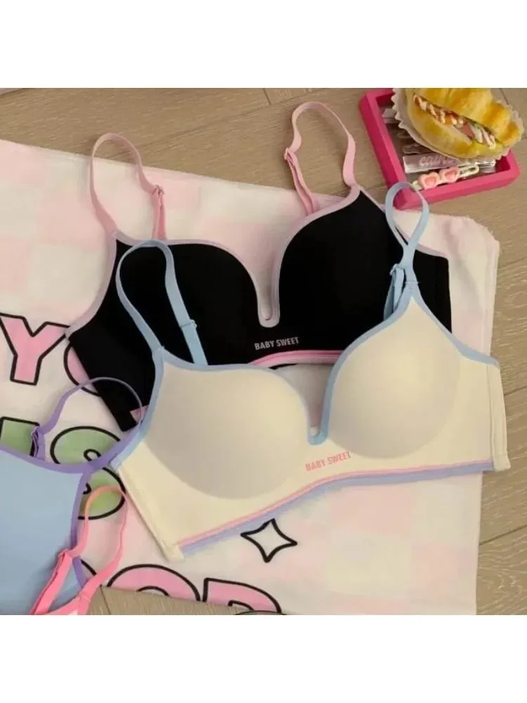 Nahtloser Push-Up-BH für kleine Brüste | Buntes gepolstertes Dopamin-Bralette | Comfort Lift & Sexy Look für Damen-BH- und Höschen-Set