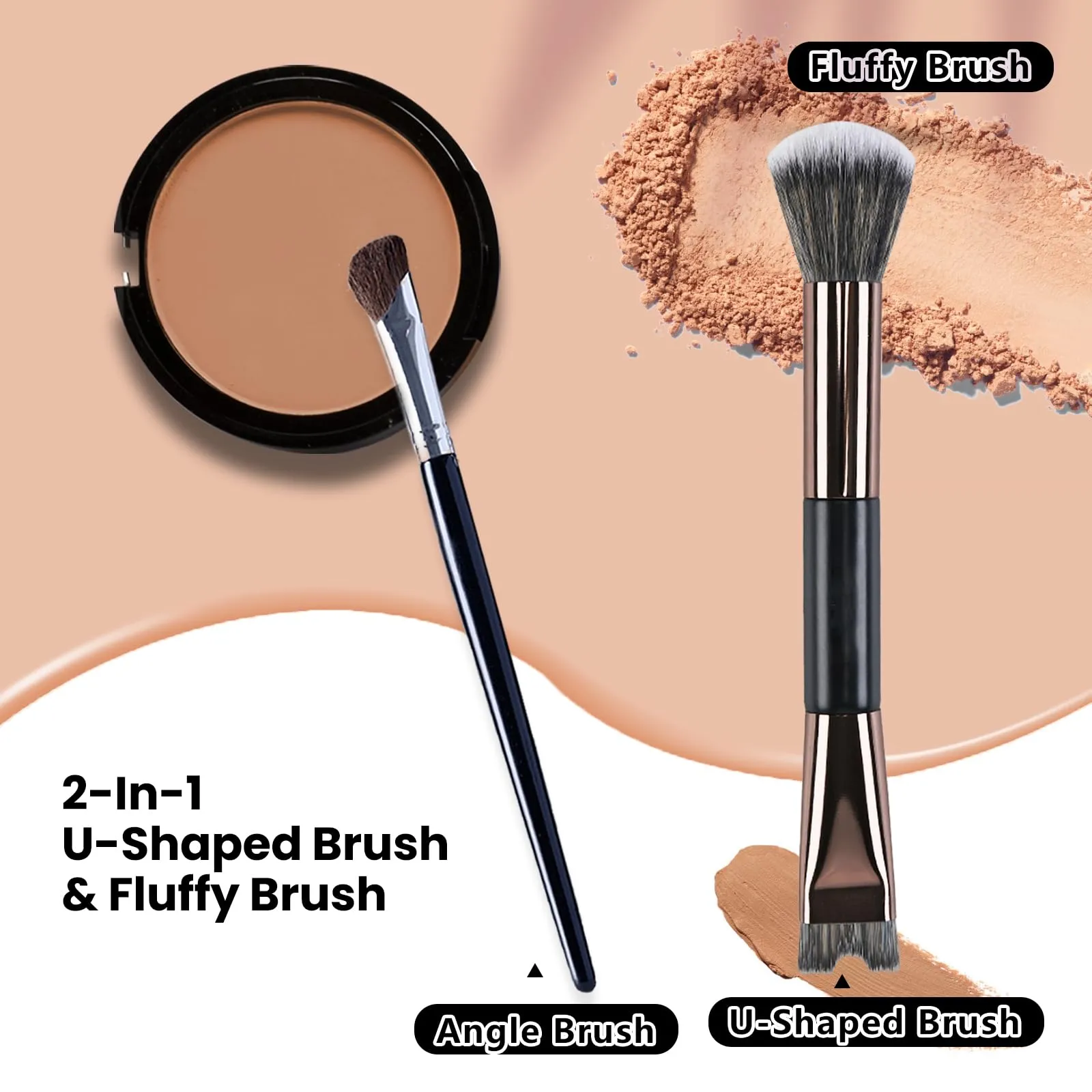 2 PCS Makeup Brushes U-Shaped Makeup Brush & Nose Shadow Brush
