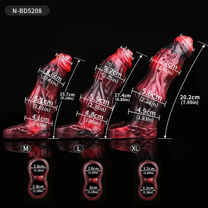 Malaking Horse Penis Sleeve Hollow Dildo Enlargement Sleeve Silicone Reusable Knot Condom Cock Ring Extender Sex Toys para sa Mga Lalaki