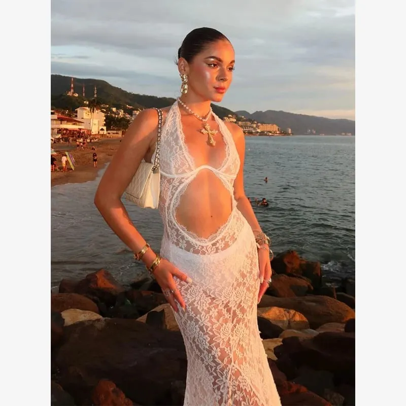 Women Solid Ruffle Maxi Dress Fashion Lapel High Waist V-neck Sleeveless Pleated Chic Dresses 2026 Summer Lady Evening Robes