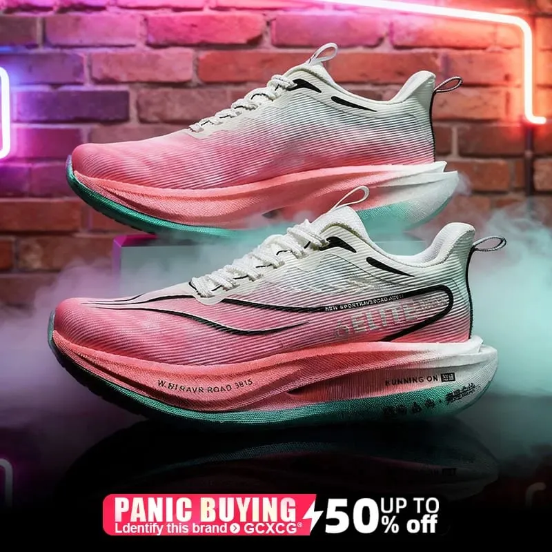 Men Running Shoes Carbon Board Speciality Marathon Sports Breathable Lightweight Women's Comfortable Athletic Nonskid Sneakers