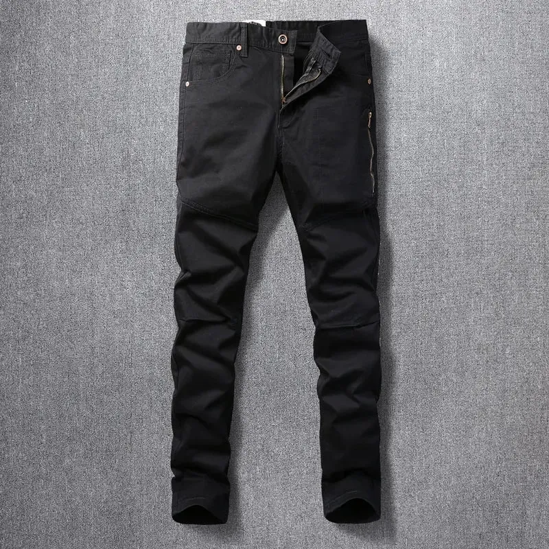 Designer Fashion Men Jeans High Quality Camo Stretch Slim Fit Vintage Jeans Men Side Pocket Spliced ​​Hip Hop Denim Pencil Pants