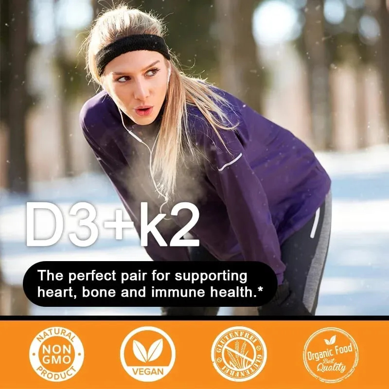 Vitamin K2 og D3 Supplement Premium Formula (30/60/120 kapsler)