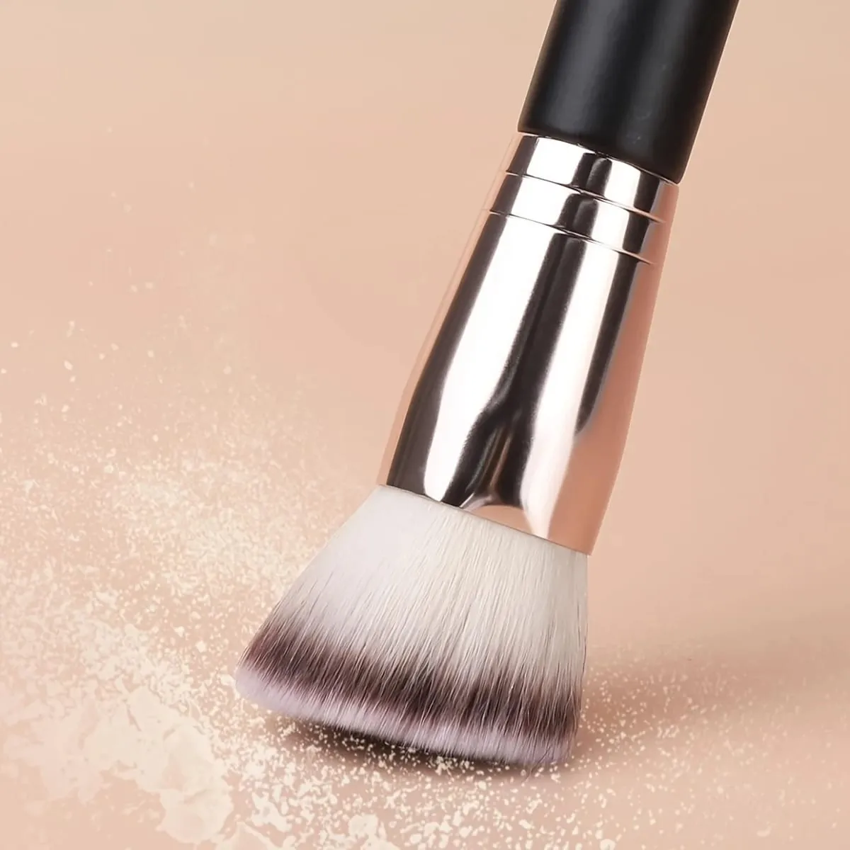 Dual-ended Makeup Brush-Angled Contour Flat Foundation Brush for BB Cream Foundation Seamless Blending Concealing Contouring
