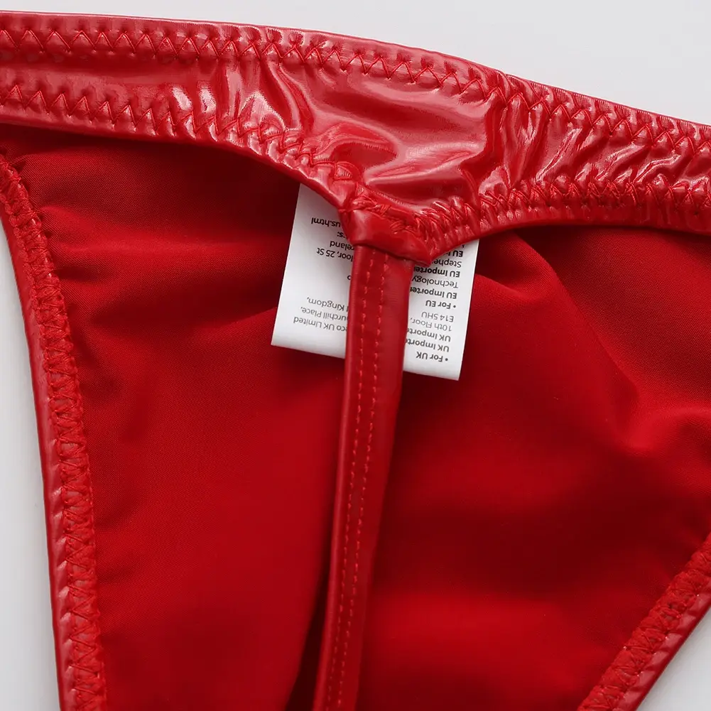 1pc Men Glossy Faux Leather G-string U-convex Pouch Briefs Thin-Strap Low Waist Underwear Sexy Gay Sissy Lingerie