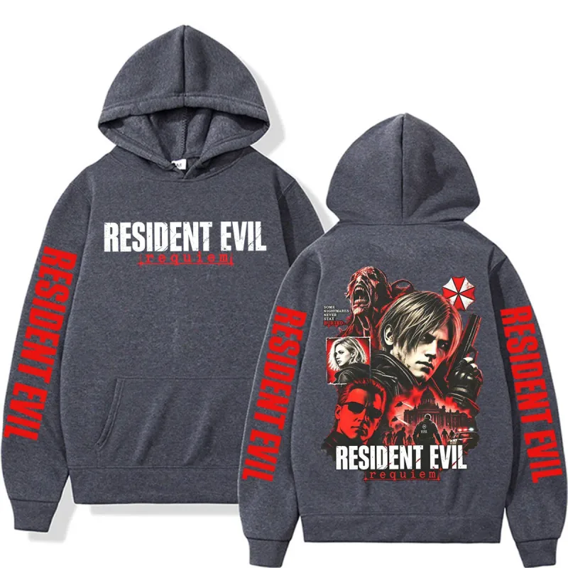 Leon Kennedy Resident Evil Requiem Merch sudaderas hombres mujeres Casual alta calidad polar Sudadera con capucha Harajuku clásico gótico sudaderas