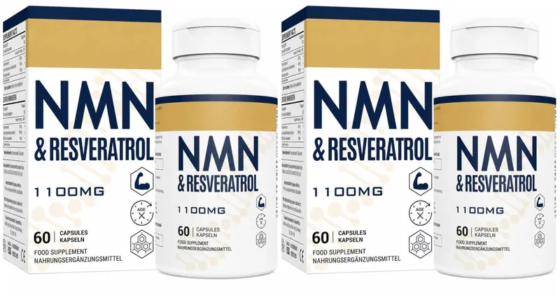 NMN+Resveratrol 60 Capsules Powerful Antioxidant Supplement for Heart Health & Anti-Aging Enhanced with Black Pepper Extract