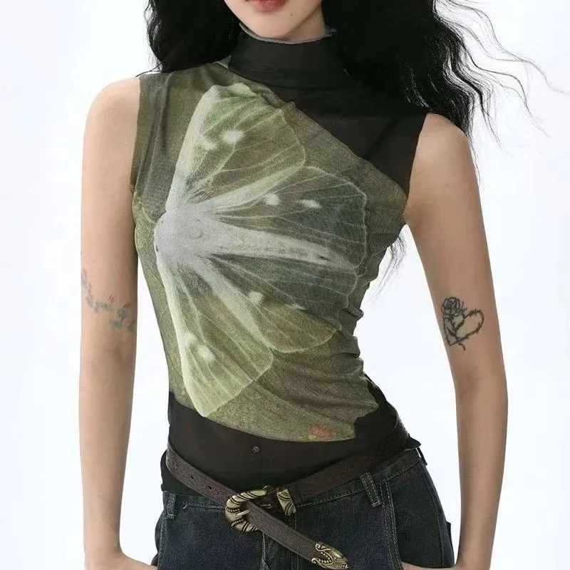 Women's Tanks Camisole Y2k Summer 2026 Sleeveless Body Crop Top Woman Clothing Vintage Tank Tops Black Sexy Women's T-Shirt