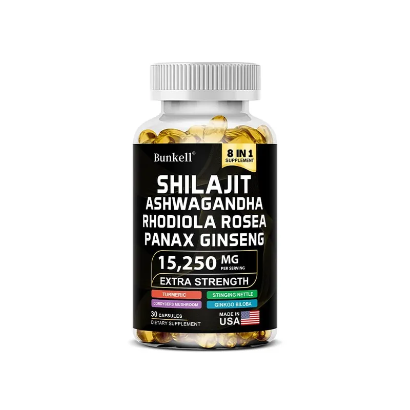 15250mg Shilajit Capsules with Ginseng Ashwagandha Turmeric Energy Supplement Muscle Mass Endurance