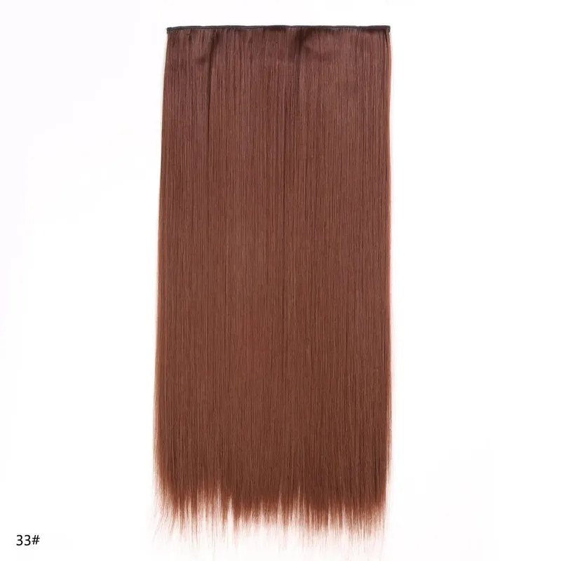 Long Straight Hair Clip In Hair Extension 5-Clips One Piece Natural Looking Synthetic Hairpiece for Women Ladies Daily Use