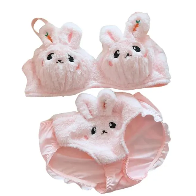 A new plush lingerie for girls a cute Japanese-style bra with a rabbit and no steel hoop