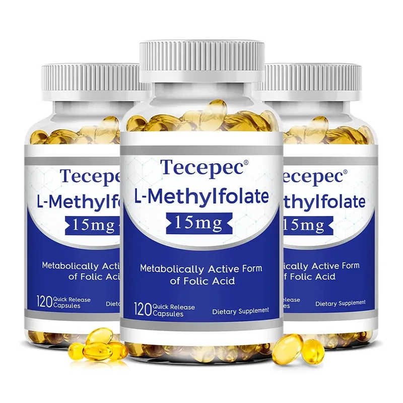 L-Methylfolate 15mg Supplement - Metabolically Active Form of Folic Acid Support Brain & Heart Health Non-GMO Gluten Free
