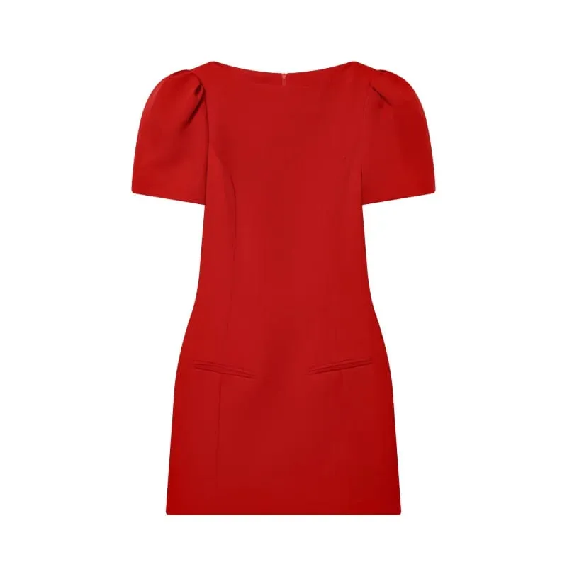 ETJ 2025 women's new products are elegant and stylish Short dress with a boat neck and short sleeves with pleats black dress