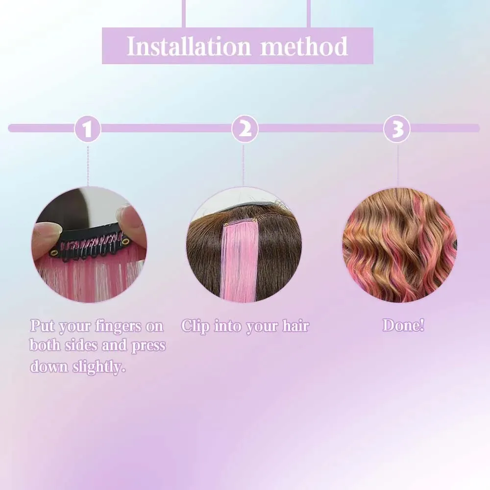 7 PCS Rainbow Colors Colored Hair Extensions Candy Color Hairpieces For Women Highlight Colorful Straight ClipIn Hair extension