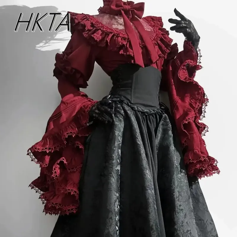 Gothic Shirt Y2k Top Lolita Girls Ruffle