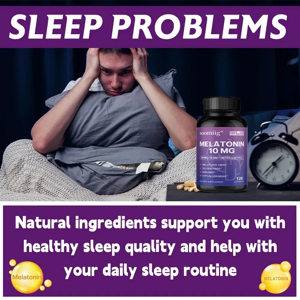 Melatonin 10mg Gummies & Capsules 30/60/120pcs - Fall Asleep Naturally Fight Insomnia Support Immunity & Improve Rest Quality