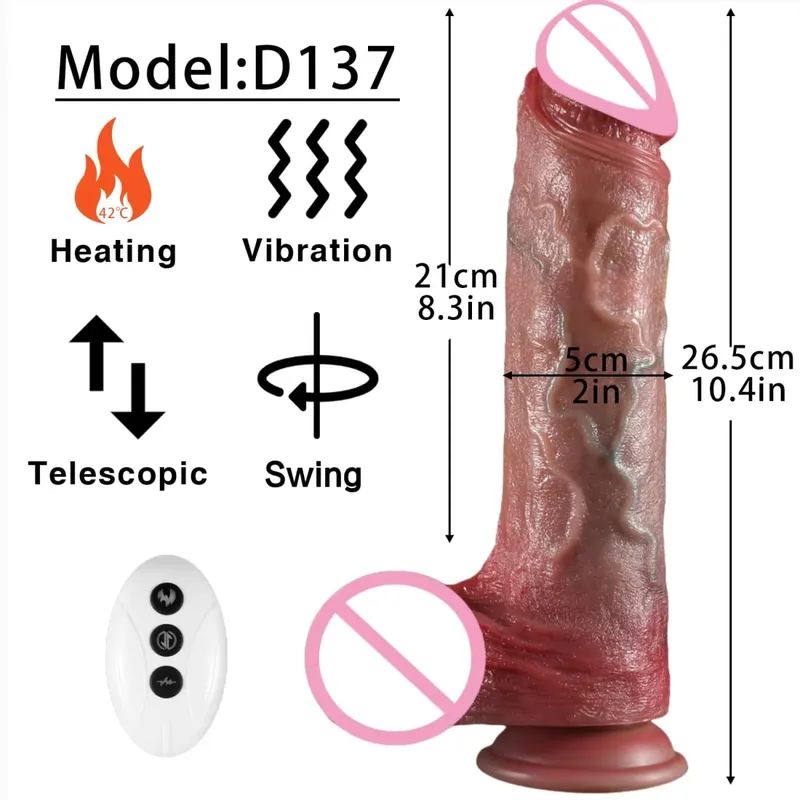 Realistic Dildo Vibrator Telescopic Sex Toys Vibrating Heated Silicone Penis Female Vaginal Masturbator Anal Plug Adult Supplies