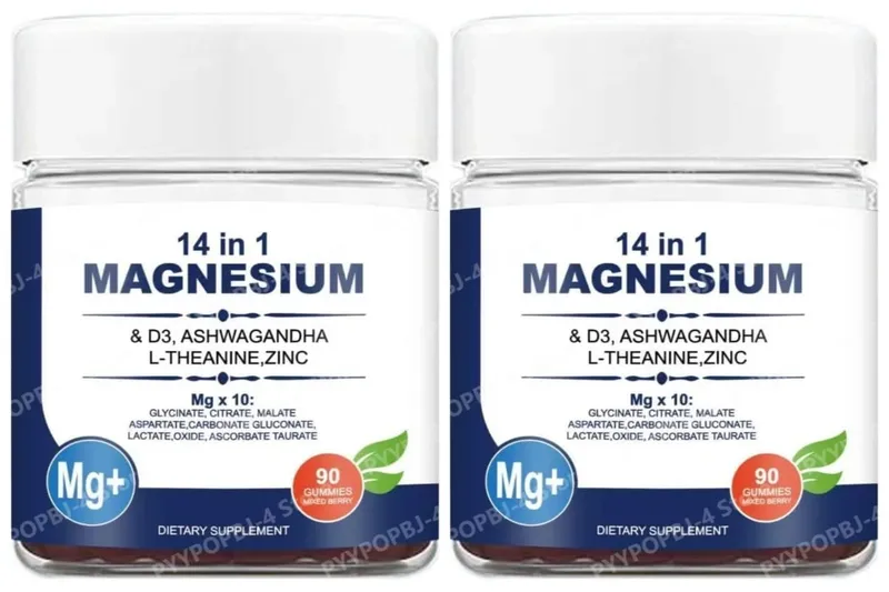 Magnesium Complex 14 in 1 Gummies with Ashwagandha L Theanine D3 Zinc Daily Nutrition Supplement Sleep Calm Support