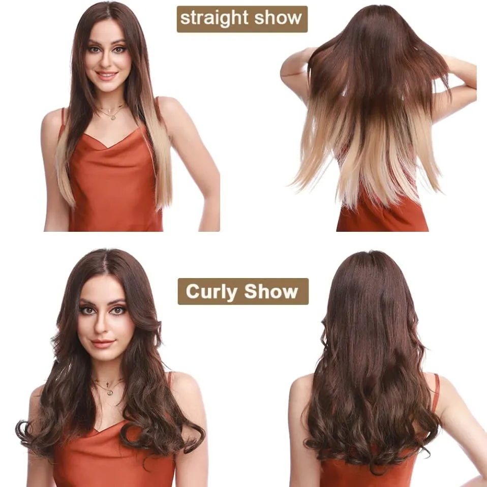 Synthetic Invisible Wire Hair Extensions Transparent Wire AdjustableLong Wavy Curly Secret Hairpiece 20 Inch for Women