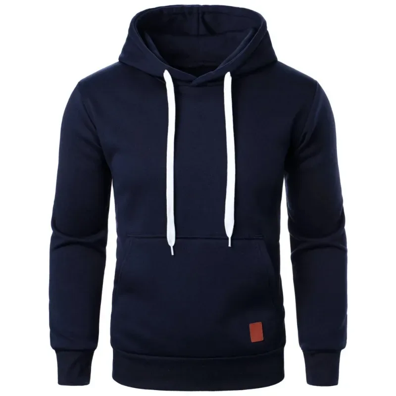 Sudaderas con capucha informales con cuello y cordón para hombre, camisas de manga larga, ropa de calle para exteriores, jersey ligero de Color sólido