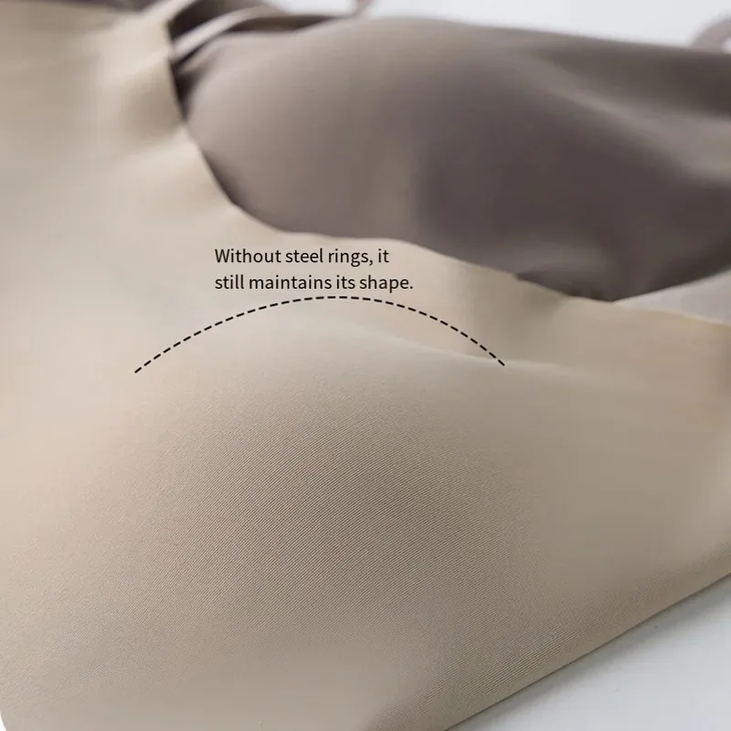 Fashion V-Neck Ice Silk Seamless One-piece Bottoming Tank Tops With Chest Pads Women Inner Top Beautiful Back Sling Long Vest