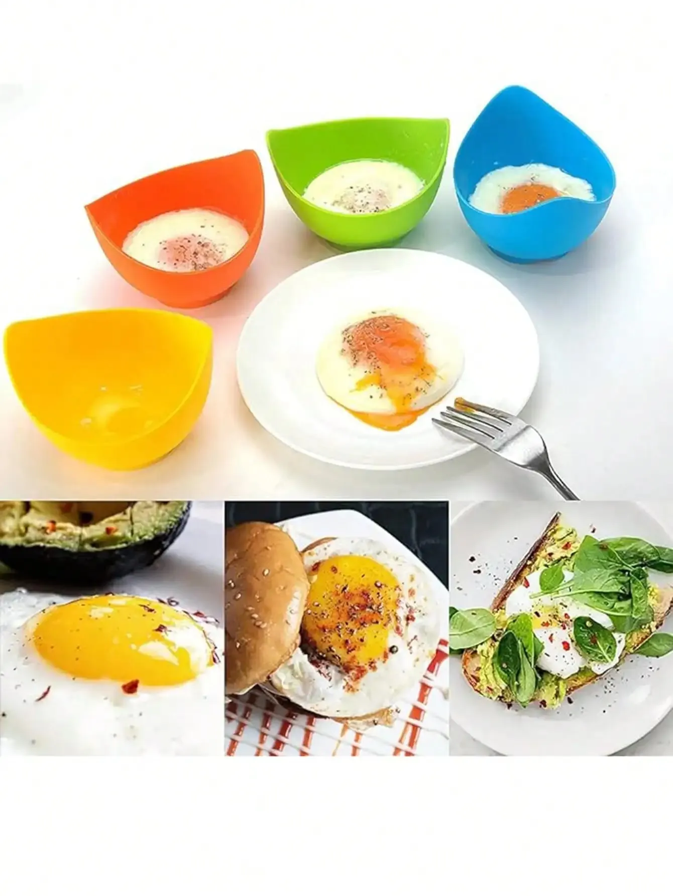 4pcs In Random Colors Egg Boiler Mold Cup Silicone Egg Poachers Poached Egg Cups For Microwave Air Fryer Stovetop Egg Cooking