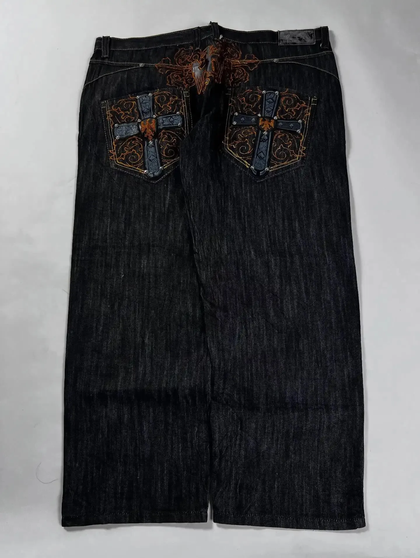Retro Y2K Oversized Print Explosions Mens Jeans American Hip-hop Trend Gothic Straight Pants Harajuku Casual Couple Wide Pants