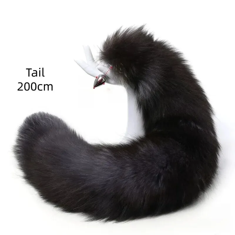 200cm Detachable Metal Butt Plug Fox Tail Cosplay Toys with Fetish Cosplay Fancy Dress Accessory for Couple BDSM Sex Flirt Prop