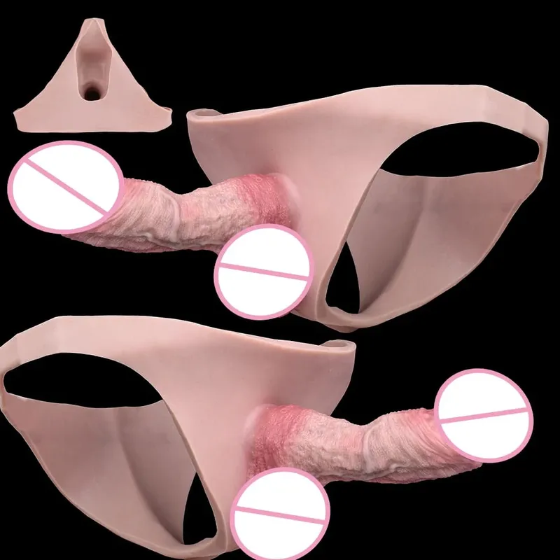 Silicone Strapon Hollow Penis Panties Ultra Real Penis Sleeve насадка на член 18+ Male Cock Extender Adult Sex Toys