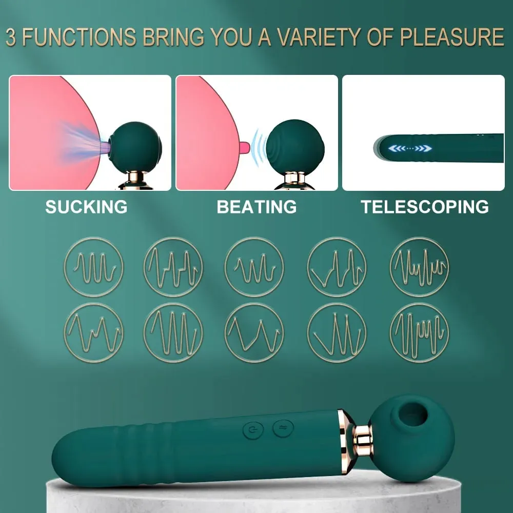 Sucking Telescopic Wand Vibrator For Women Body Massager G Spot Clitoris Stimulator Nipple Clit Sucker Masturbation Sex Products
