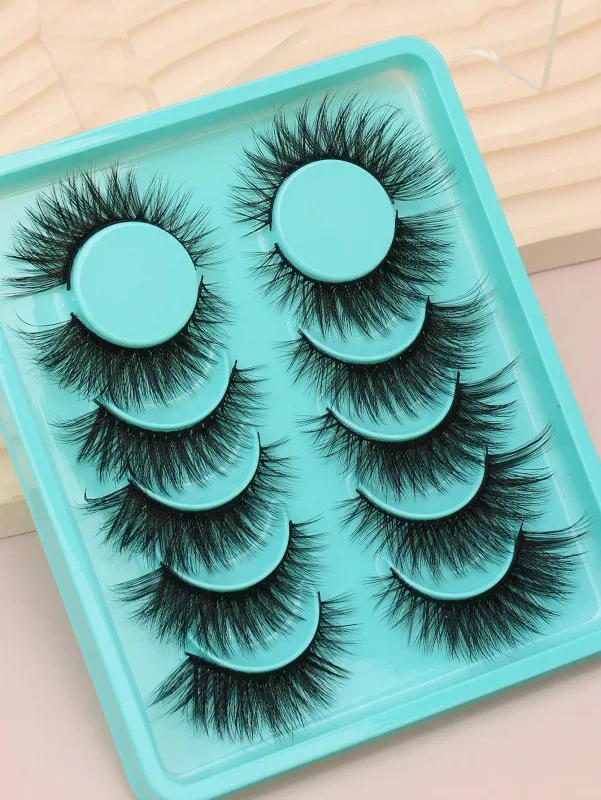 5 Ζεύγη βλεφαρίδων Cat Eye Faux Βλεφαρίδες Βιζόν Βλεφαρίδες με φτερωτό τέλος μακριές βλεφαρίδες Φυσικές μακριές βλεφαρίδες Manga Ψεύτικες βλεφαρίδες Μακιγιάζ
