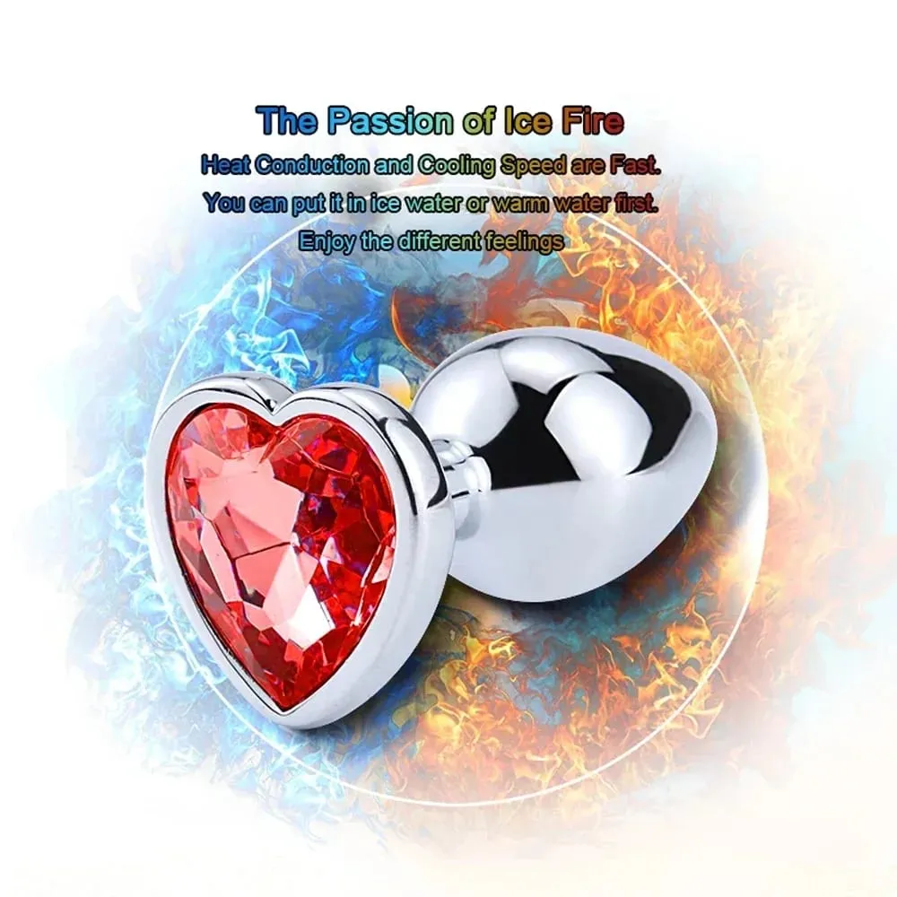 S/M/L Anal Plug Heart Metal Crystal Anal Plug for Women Removable Stainless Steel Butt Plug Men Stimulator Anal Sex Toys Dildo — image 5